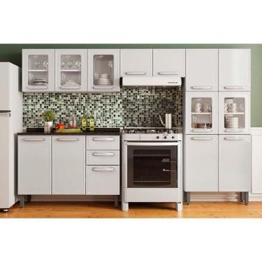 Imagem de Kit De Cozinha Completa 4 Peças Evidence (2 Armários 1 Balcão 1 Paneleiro) C4p57 Branco - Bertolini