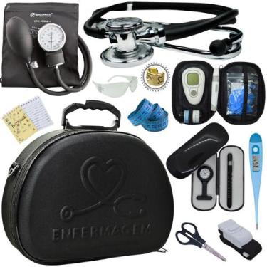 Imagem de Kit Enfermagem Maleta Exclusia Top Estagio Estetoscopio Aparelho De Pr