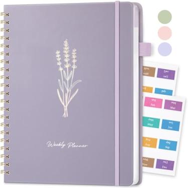 Imagem de Oucaru Agenda semanal sem data, 21,5 x 28 cm, caderno tamanho A4 para fazer com organizador de metas e hábitos, agenda semanal 52 com encadernação em espiral para escritório, casa, material escolar