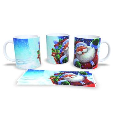 Imagem de Caneca Natalinas com Desenhos de Árvore de Natal, Papai Noel e Rena, Porcelana Branca, Decoração Festiva (13)
