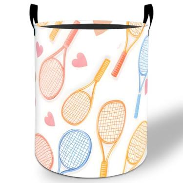 Imagem de Cesto de roupa suja de tênis, 50 x 40 cm, raquete esportiva, dobrável, à prova d'água, balde de armazenamento de roupas Oxford para quarto, banheiro, quarto, berçário, decoração, organizador de