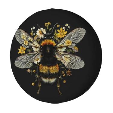 Imagem de KiuLoam Capa de pneu sobressalente Fluffy Bumblebee de poliéster universal à prova d'água para Jeep Trailer, RV, SUV, caminhão e muitos veículos (43 cm para diâmetro de 78,7 cm - 83,8 cm)