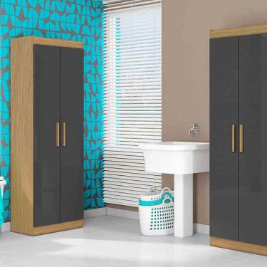 Imagem de Armário Multiuso 183cm Lavanderia 4 Prateleiras Rita Atacama-grafite A09 - D'rossi