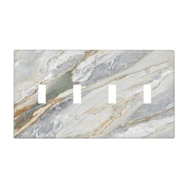 Imagem de Nadoabtm Placa de cobertura para interruptor de luz, cinza, verde, veia, mármore, textura, 4 gangues, quadriciclo, interruptor, decorativo, capa de tomada elétrica, placa de parede para decoração de