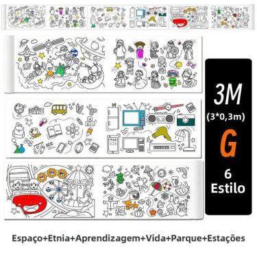 Imagem de Rolo De Desenho DIY Para Crianças, Papel Colorido Adesivo De 3M, Brinq