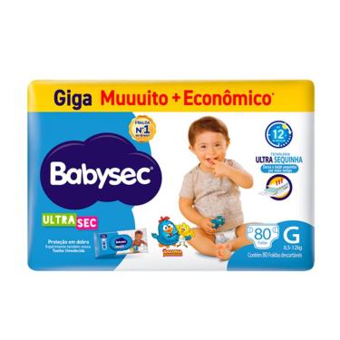 Imagem de Fralda Babysec Ultrasec Giga Tamanho G 80 Unidades Descartáveis