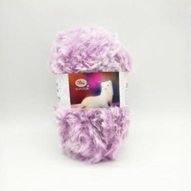 Imagem de 50 g de lã de vison de pele sintética, fio macio para tricô, cachecol, suéter, 1 rolo (roxo e branco misto)