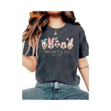 Imagem de Camiseta Vintage Disney Mickey Mouse Minnie Balloon De Algodão Unissex