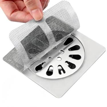 Imagem de Kit 6 Filtros p/Ralo 10x10cm Protetor Adesivo Premium Resistente a Umidade Trama Fina que Bloqueia Resíduos e Insetos Proteção Contra Entupimento de Pias Ideal p/Cozinha Banheiro e Área de Serviço
