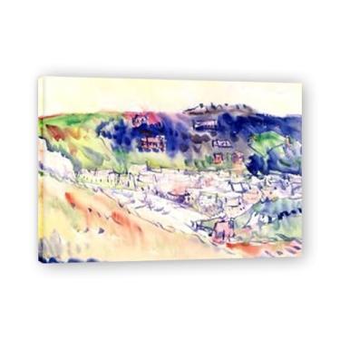 Imagem de Paisagem à beira-mar Arte de parede em tela Charles Demuth - Reprodução de pintura a óleo abstração geométrica, design de interiores colorido arrojado 15,17,8 x 56 cm emoldurado