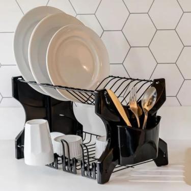 Imagem de Escorredor De Louça Cozinha Prato Copo Duplo Porta Talheres