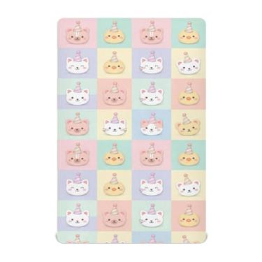 Imagem de SEHANY Lençóis de berço de gatos fofos para meninos e meninas, macio, respirável, elástico, lençol com elástico padrão para bebês de 27 x 99 cm