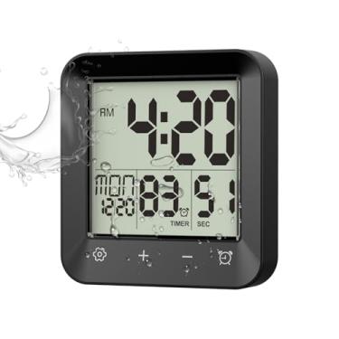 Imagem de Relógio de banheiro à prova d'água | montagem na parede à prova d'água LCD grande contagem regressiva | banheiro chuveiro temporizador relógio de cozinha, , exercício, cozinha, videogames