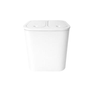 Imagem de Lixeira Click Dupla 25 Litros Botão Fácil Cozinha Branco - Arita