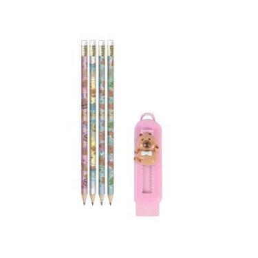 Imagem de Kit de 4 lapis preto + 1 borracha retratil capyclub - tilibra