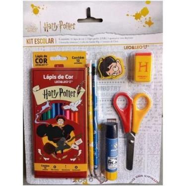 Imagem de Kit Escolar Harry Potter - 18 Peças - Lápis de Cor + Tesoura + Cola Ba