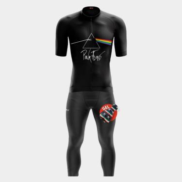 Imagem de Conjunto de Ciclismo Masculino Camisa Manga Curta e Calça de Forro Gel Proteção Uv-Masculino