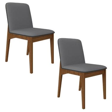 Imagem de Kit 2 Cadeiras Estofadas Windsor Freijó/suede Cinza - M.a