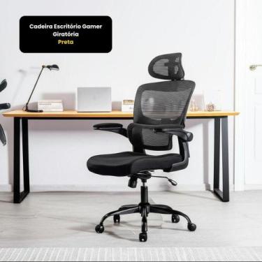 Imagem de Cadeira Escritório Gamer Giratória - Preta - Ideal