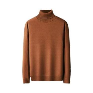 Imagem de Suéter Masculino Slim Fit De Manga Longa Com Gola Alta Casual Streetwe