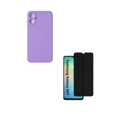 Imagem de Película de Vidro Privacidade 3d + Capinha Aveludada Lilás Samsung Gal