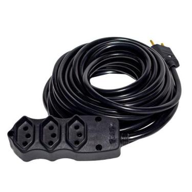 Imagem de Extensão Tripla Fio Pp 3x1,50 - 3m Preta - Tua Casa Ferragem