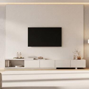 Imagem de Rack com Painel Extensível TV 86 Polegadas 280cmx250cm Liso Aruá CabeCasa MadeiraOriginals Off White Off White