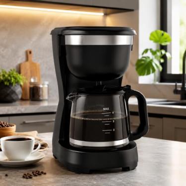 Imagem de Cafeteira Elétrica 600ml 110V Preta com Jarra de Vidro | Preparo Rápido, Sistema Corta Pingos e Base Antiderrapante