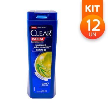 Imagem de Shampoo Clear Men Anticaspa Controle e Alívio da Coceira Eucalipto e Melaleuca 200ml (Kit com 12)