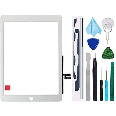 Imagem de Digitalizador de tela sensível ao toque preto T Phael para iPad 7ª geração 2019 iPad 10,2" A2197 A2198 A2200 Montagem de substituição com suporte de câmera, adesivo pré-instalado, kit de ferramentas ̈ Sem botão Home, Branco