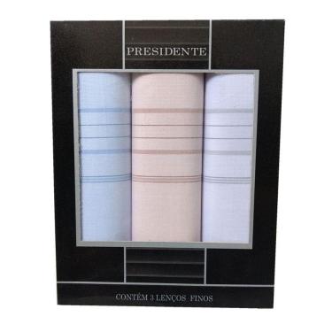 Imagem de Lenço Presidente Fino Puro Algodão C/3 41 x 41 cm - 5411