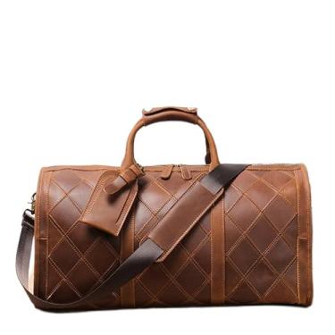 Imagem de Mala de viagem masculina vintage de couro real bolsa de mão de fim de semana bolsa transversal feita à mão bolsa de laptop para homens bolsa de viagem mala de viagem, Vinatge Brown