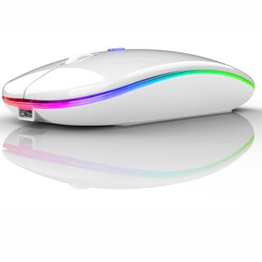 Imagem de Mouse LED Bluetooth sem fio para Mac, iMac, laptop, MacBook Pro, Air, Microsoft computador Win8/10 (LED branco)