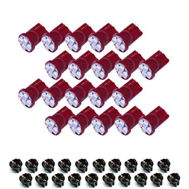 Imagem de PA 20 peças T10 168 194 lâmpada de painel de instrumentos LED soquete de trava de 1,27 cm - 12 V (vermelho)