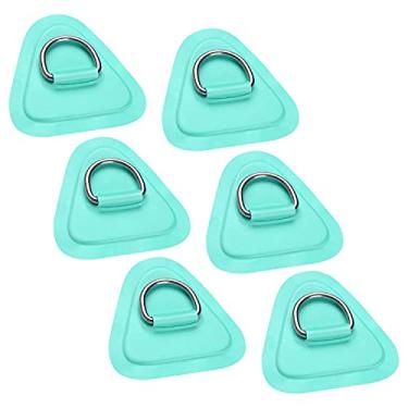 Imagem de TOBWOLF Pacote com 6 adesivos de anel em D de aço inoxidável de 9 cm para barco inflável, caiaque de bote SUP, anel D triangular de PVC para prancha de stand-up paddleboard canoa, acessórios de