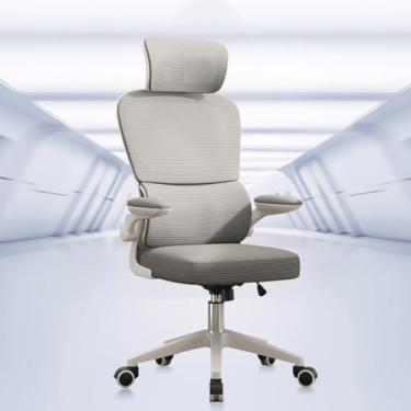 Imagem de Cadeira de escritório, design ergonômico com suporte lombar independente, cabeça ajustável (Cinza)