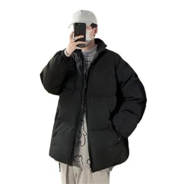 Imagem de Aoleaky Jaqueta masculina Harajuku colorida bolha quente jaqueta de inverno masculina streetwear hip hop parka coreana preta grossa jaquetas, K02 Preto, G