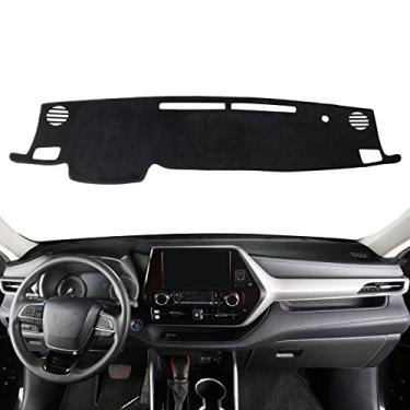 Imagem de CZCGYDY Capa de painel personalizada para Toyota Highlander 2020 2021 2022 2023, tapete antiderrapante para para-sol de carro, material de flanela macia, antirreflexo, antirreflexo (sem HUD)