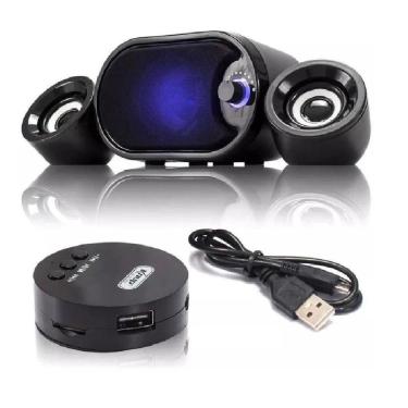 Imagem de Caixa de Som Subwoofer 2.1 USB/SD/Bluetooth 11W p/ PC KP-6018BH-Unissex