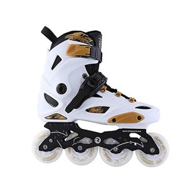 Imagem de Patins adultos masculinos e femininos estudantes universitários iniciantes patins em linha sapatos extravagantes patins patins patins (cor: branco, tamanho: 37)