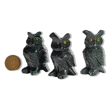 Imagem de 05 Coruja Preta Esculpida em Dolomita Pedra para Decoração