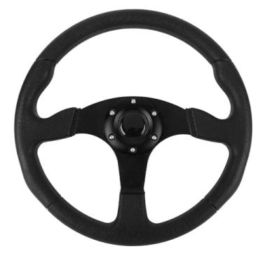 Imagem de Volante de Carro, Volante de Corrida Universal de 14 pol. Alumínio de Couro PU, Volante Universal de 6 Parafusos Com Botão de Buzina para Carro para Adaptador de Cubo de 6 Furos,