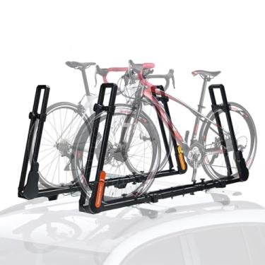 Imagem de TOOENJOY Suporte de bicicleta para carro, suporte vertical para bicicleta com braço de carga dupla e trava de catraca segura, apenas para barra transversal móvel