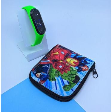 Imagem de Kit Relógio Digital Led Pulseira Silicone Prova água Ajustável Meninos