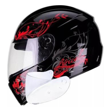 Imagem de Capacete Fly F9 Lyrical Preto Vermelho Com Viseira Cristal Extra, Pret