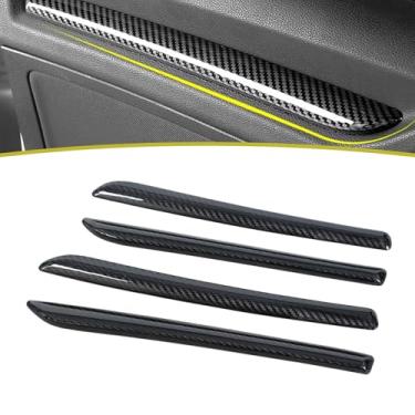 Imagem de JESYMBX Painel interior painel painel porta molduras guarnições de cobertura para Audi A3 S3 RS3 2014-2018 tira fibra de carbono 4 peças