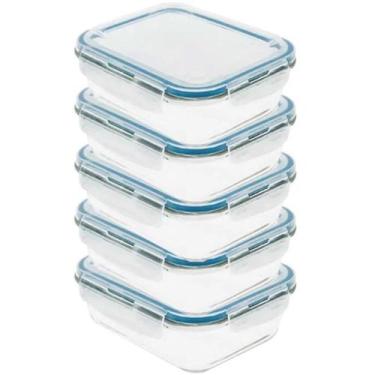 Imagem de Kit 5 Pote de Vidro com Tampa Hermética 370ml 14,5x10x4,5 - Bene Casa
