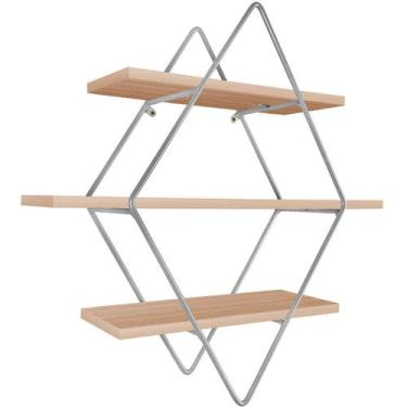 Imagem de Prateleira Tripla Estante Decorativa Livros Quarto Sala Losan Aço MDF 