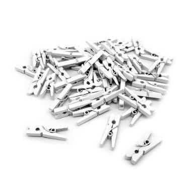 Imagem de Mini Prendedor de Madeira Branco 2,5cm - 50 Unidades - Artlille