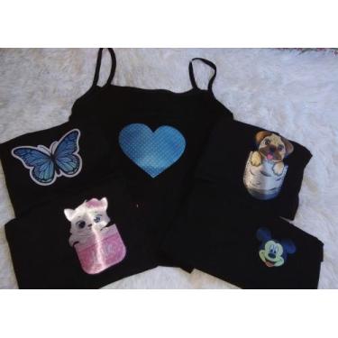 Imagem de Camisetinhas básica femininas, infantil. - Kmd moda feminina , Preto, 